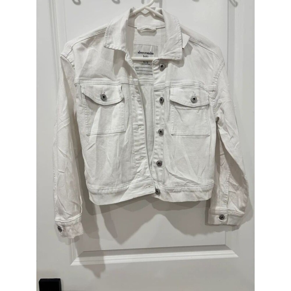 Abercrombie kids white denim jacket